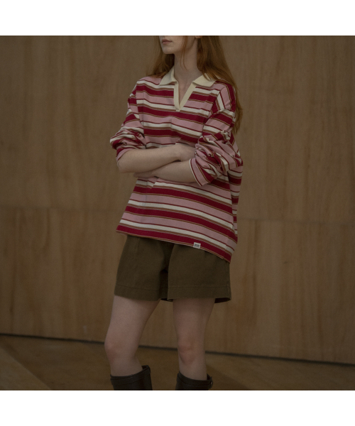 KNOWNBETTER（ノウンベター）の「Stripe overfit collar longsleeve T-shirt [KNFW03TS07]_[3color]（Tシャツ/カットソー・レディース・ネイビー/ブルー/PINK/スカイブルー・FREE）」の13枚目の写真