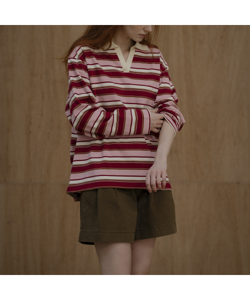KNOWNBETTER（ノウンベター）の「Stripe overfit collar longsleeve T-shirt [KNFW03TS07]_[3color]（Tシャツ/カットソー・レディース・ネイビー/ブルー/PINK/スカイブルー・FREE）」の15枚目の写真