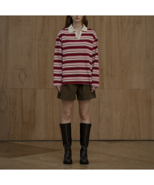 KNOWNBETTER（ノウンベター）の「Stripe overfit collar longsleeve T-shirt [KNFW03TS07]_[3color]（Tシャツ/カットソー・レディース・ネイビー/ブルー/PINK/スカイブルー・FREE）」の16枚目の写真