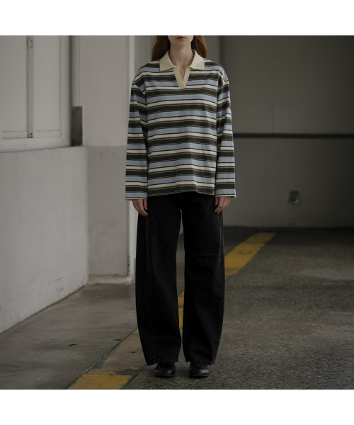 KNOWNBETTER（ノウンベター）の「Stripe overfit collar longsleeve T-shirt [KNFW03TS07]_[3color]（Tシャツ/カットソー・レディース・ネイビー/ブルー/PINK/スカイブルー・FREE）」の22枚目の写真