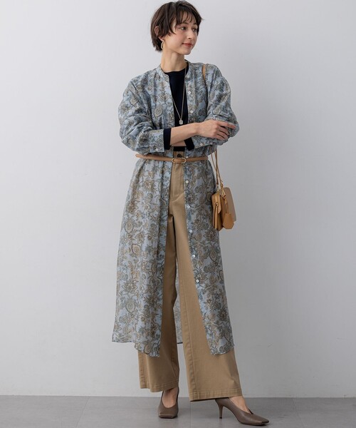 23区(ニジュウサンク)の「Ericaキャラコ ペイズリープリント シャツワンピース(ワンピース・レディース・スカイブルー系5/アイボリー系5・38)」の7枚目の写真