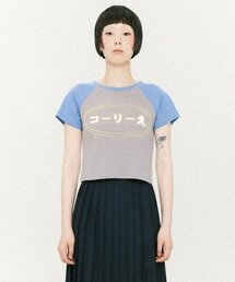 CCORIE（コーリーエ）の「Logo Reglan Crop Short Sleeve T-Shirt Blue Gray（Tシャツ/カットソー）」