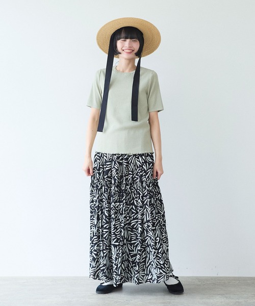 yuni（ユニ　）の「Rayon/Cupra/cotton print tiered スカート（スカート・レディース・ブラック系その他/ブラック系その他3/ブラック系その他2・FREE）」の4枚目の写真