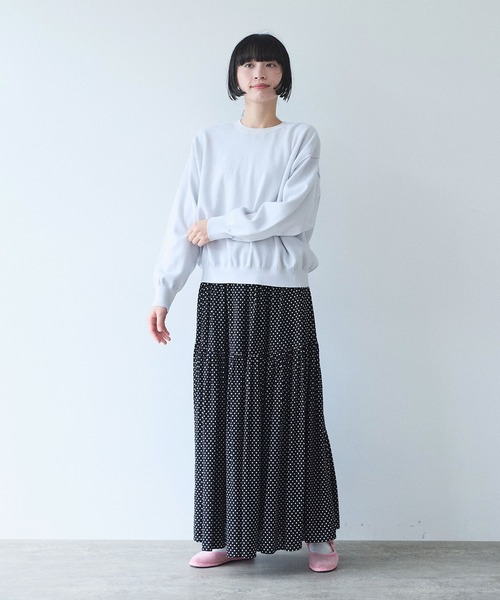 yuni（ユニ　）の「Rayon/Cupra/cotton print tiered スカート（スカート・レディース・ブラック系その他/ブラック系その他3/ブラック系その他2・FREE）」の7枚目の写真