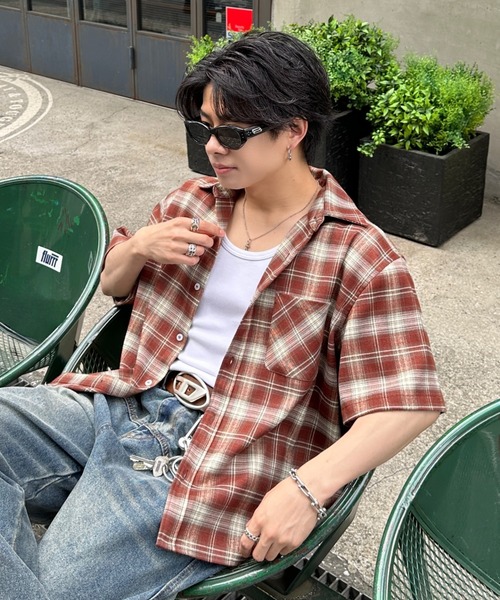 ADAMASTE（アダマスト）の「Retro Check Regular Collar Shirt - レトロチェックレギュラーカラーシャツ（シャツ/ブラウス・メンズ・ブラック/ブルー/レッド・SMALL/MEDIUM/LARGE）」の3枚目の写真