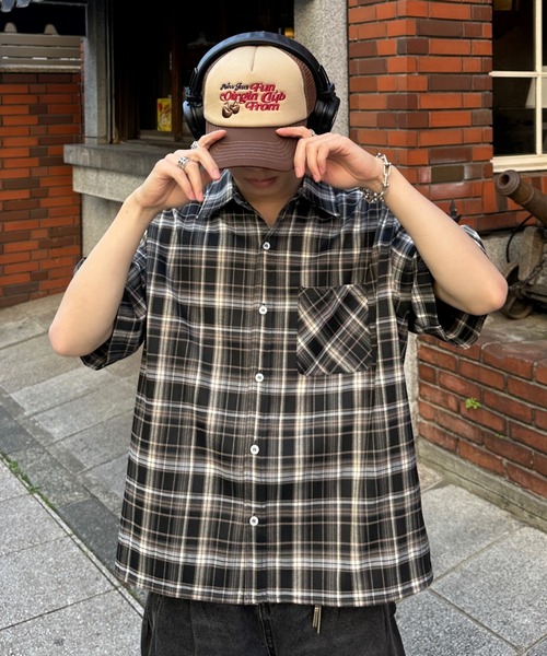 ADAMASTE（アダマスト）の「Retro Check Regular Collar Shirt - レトロチェックレギュラーカラーシャツ（シャツ/ブラウス・メンズ・ブラック/ブルー/レッド・SMALL/MEDIUM/LARGE）」の4枚目の写真
