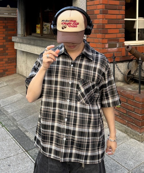 ADAMASTE（アダマスト）の「Retro Check Regular Collar Shirt - レトロチェックレギュラーカラーシャツ（シャツ/ブラウス・メンズ・ブラック/ブルー/レッド・SMALL/MEDIUM/LARGE）」の5枚目の写真
