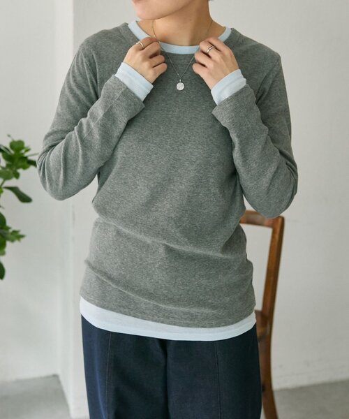 ear PAPILLONNER(イアパピヨネ)の「セットトップス【SUM1 STYLE】(Tシャツ/カットソー・レディース・ブラック/グレー・FREE)」の1枚目の写真