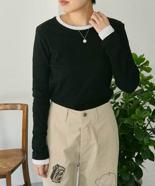 ear PAPILLONNER(イアパピヨネ)の「セットトップス【SUM1 STYLE】(Tシャツ/カットソー・レディース・ブラック/グレー・FREE)」の16枚目の写真