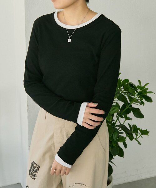 ear PAPILLONNER(イアパピヨネ)の「セットトップス【SUM1 STYLE】(Tシャツ/カットソー・レディース・ブラック/グレー・FREE)」の17枚目の写真