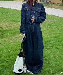 FRP（エフアールピー）の「上下2点セット　デニムジャケット/デニムワイドパンツ セットアップ（セットアップ）」