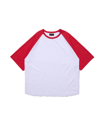 ナグラン配色半袖Tシャツ（ホワイト/レッド）