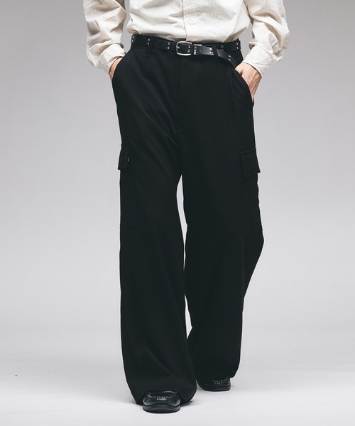 Adoon plain(アドーンプレーン)の「Wide-Leg Cargo Slacks / ワイドカーゴスラックス(スラックス・メンズ・ブラック/ブラウン・SMALL/MEDIUM/LARGE)」の18枚目の写真