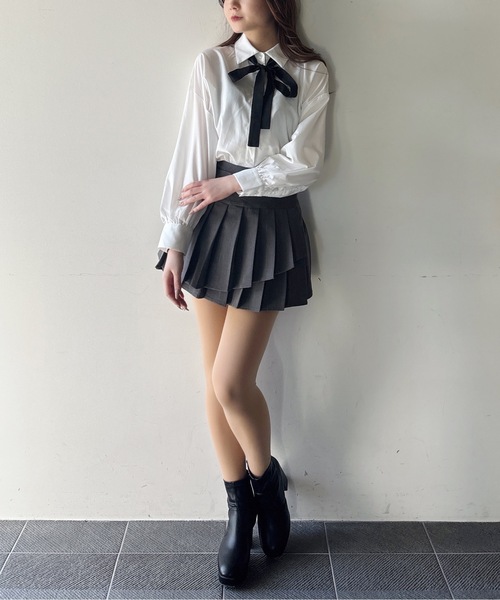 one way（ワンウェイ）の「リボンタイビッグシャツ（シャツ/ブラウス・レディース・ブラック系その他/サックスブルー/ホワイト/ネイビー・FREE）」の8枚目の写真