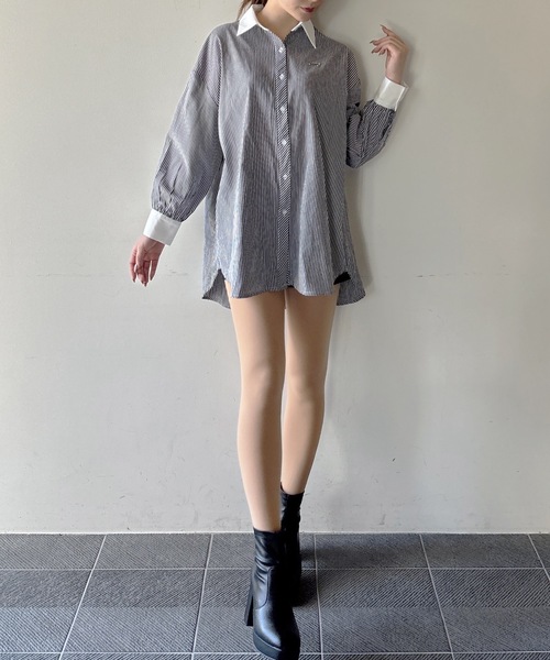 one way（ワンウェイ）の「リボンタイビッグシャツ（シャツ/ブラウス・レディース・ブラック系その他/サックスブルー/ホワイト/ネイビー・FREE）」の14枚目の写真