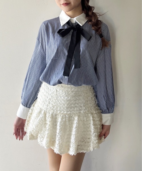 one way（ワンウェイ）の「リボンタイビッグシャツ（シャツ/ブラウス・レディース・ブラック系その他/サックスブルー/ホワイト/ネイビー・FREE）」の15枚目の写真