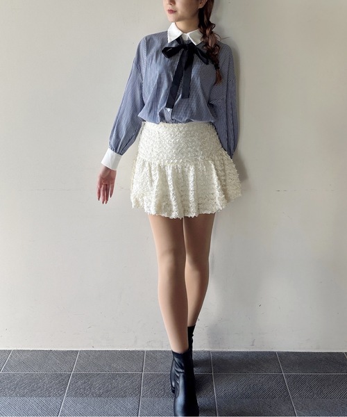 one way（ワンウェイ）の「リボンタイビッグシャツ（シャツ/ブラウス・レディース・ブラック系その他/サックスブルー/ホワイト/ネイビー・FREE）」の18枚目の写真