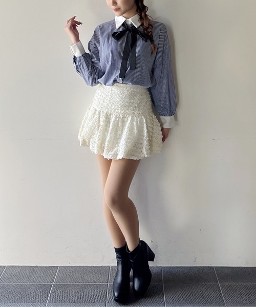 one way（ワンウェイ）の「リボンタイビッグシャツ（シャツ/ブラウス・レディース・ブラック系その他/サックスブルー/ホワイト/ネイビー・FREE）」の19枚目の写真