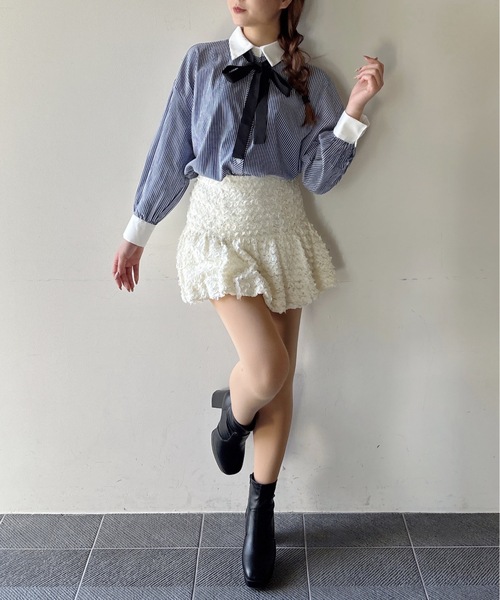 one way（ワンウェイ）の「リボンタイビッグシャツ（シャツ/ブラウス・レディース・ブラック系その他/サックスブルー/ホワイト/ネイビー・FREE）」の20枚目の写真