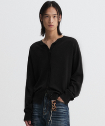 DNSR（ディーエヌエスアール）の「ウールブレンドラウンドクロップカーディガンブラック（カーディガン/ボレロ）」