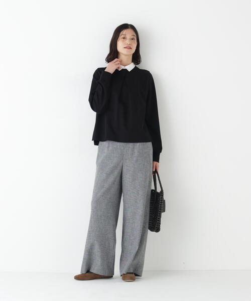 human woman（ヒューマンウーマン）の「◆ツィードフラップセミワイドパンツ（その他パンツ・レディース・ネイビー/グレー・SMALL/MEDIUM/LARGE）」の7枚目の写真