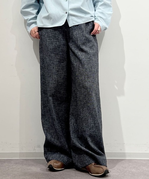 human woman（ヒューマンウーマン）の「◆ツィードフラップセミワイドパンツ（その他パンツ・レディース・ネイビー/グレー・SMALL/MEDIUM/LARGE）」の3枚目の写真