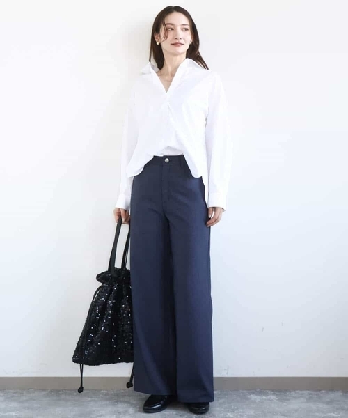MK MICHEL KLEIN(エムケーミッシェルクラン)の「コットン混ベーシックシャツ(無地)/接触冷感/防シワ/洗える(シャツ/ブラウス・レディース・ライトイエロー/ホワイト/ピンク/ライトグリーン・38)」の9枚目の写真