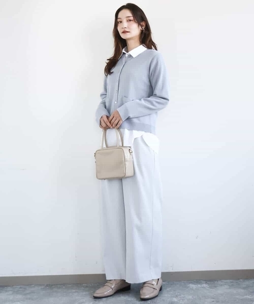 MK MICHEL KLEIN(エムケーミッシェルクラン)の「コットン混ベーシックシャツ(無地)/接触冷感/防シワ/洗える(シャツ/ブラウス・レディース・ライトイエロー/ホワイト/ピンク/ライトグリーン・38)」の15枚目の写真