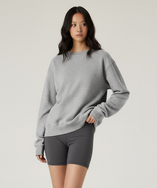 BUTTON SEOUL（ボタンソウル）の「[ウィメンズ] ライクラエア (LYCRA AIR) ツーレイヤースウェットシャツ (3 COLORS)（Tシャツ/カットソー・レディース・ブラック/アイボリー/ライトグレー・SMALL/MEDIUM/LARGE）」の6枚目の写真
