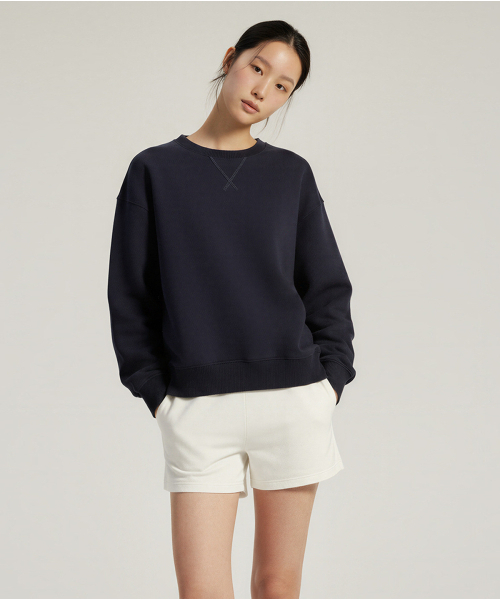 BUTTON SEOUL（ボタンソウル）の「[ウィメンズ] ライクラエア (LYCRA AIR) ツーレイヤースウェットシャツ (3 COLORS)（Tシャツ/カットソー・レディース・ブラック/アイボリー/ライトグレー・SMALL/MEDIUM/LARGE）」の8枚目の写真