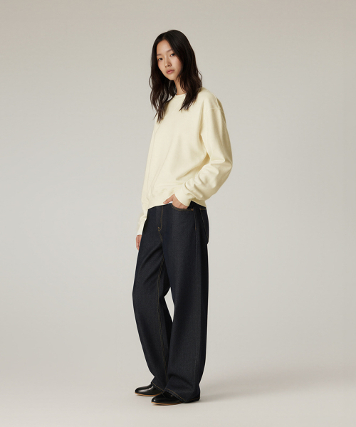 BUTTON SEOUL（ボタンソウル）の「[ウィメンズ] ライクラエア (LYCRA AIR) ツーレイヤースウェットシャツ (3 COLORS)（Tシャツ/カットソー・レディース・ブラック/アイボリー/ライトグレー・SMALL/MEDIUM/LARGE）」の9枚目の写真