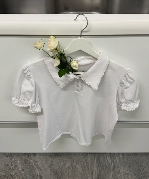 idem（イデム）の「lace piping polo shirt / レースデザインポロシャツ（ポロシャツ・レディース・ネイビー/アイボリー・FREE）」の14枚目の写真