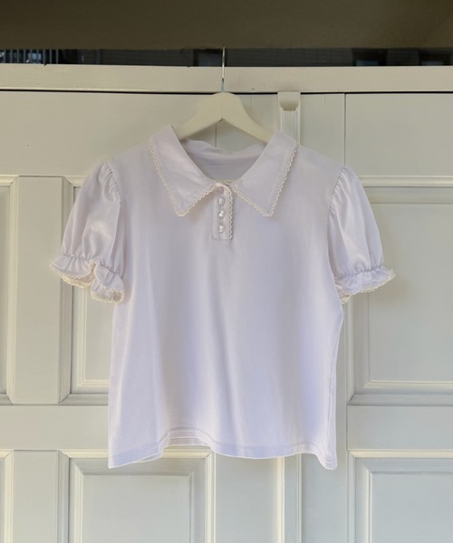idem（イデム）の「lace piping polo shirt / レースデザインポロシャツ（ポロシャツ・レディース・ネイビー/アイボリー・FREE）」の16枚目の写真