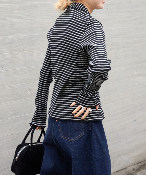 OUTDOOR PRODUCTS(アウトドアプロダクツ)の「リブタイトポロシャツカットソー(Tシャツ/カットソー・レディース・ブラック/チャコールグレー・FREE)」の8枚目の写真