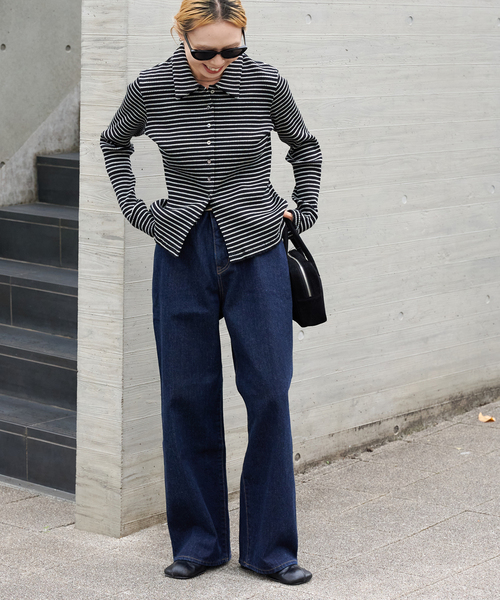 OUTDOOR PRODUCTS(アウトドアプロダクツ)の「リブタイトポロシャツカットソー(Tシャツ/カットソー・レディース・ブラック/チャコールグレー・FREE)」の10枚目の写真