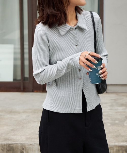 OUTDOOR PRODUCTS(アウトドアプロダクツ)の「リブタイトポロシャツカットソー(Tシャツ/カットソー・レディース・ブラック/チャコールグレー・FREE)」の17枚目の写真