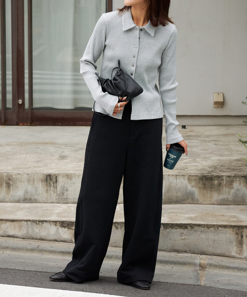 OUTDOOR PRODUCTS(アウトドアプロダクツ)の「リブタイトポロシャツカットソー(Tシャツ/カットソー・レディース・ブラック/チャコールグレー・FREE)」の18枚目の写真