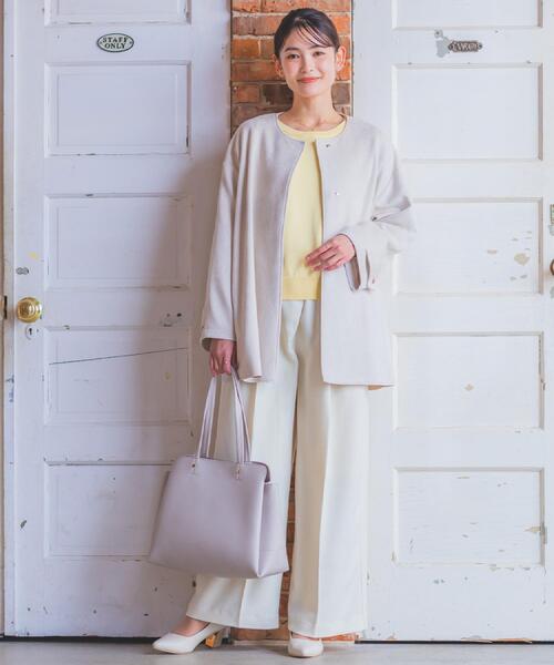 ITS'DEMO（イッツデモ）の「＜楽もち＞軽量PU三層A4トート（トートバッグ・レディース・ライトグレー/ブラウン系/ブラック・00）」の12枚目の写真