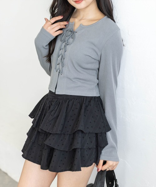 clear（クリア）の「フロントスピンドルリブカットソー［大人 カジュアル 着回し力抜群］（Tシャツ/カットソー・レディース・グレイッシュベージュ/アイボリー/ブラック/レッド/ネイビー/グレー・F）」の4枚目の写真
