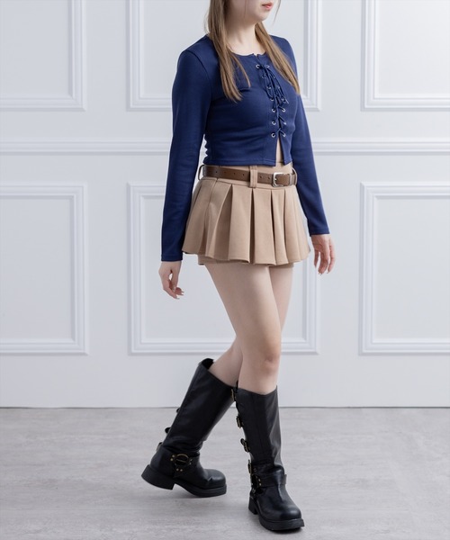 clear（クリア）の「フロントスピンドルリブカットソー［大人 カジュアル 着回し力抜群］（Tシャツ/カットソー・レディース・グレイッシュベージュ/アイボリー/ブラック/レッド/ネイビー/グレー・F）」の7枚目の写真