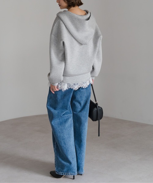 Bonjour Sagan（ボンジュールサガン）の「ダンボールジップパーカー（パーカー・レディース・ライトベージュ/ライトグレー・FREE）」の3枚目の写真