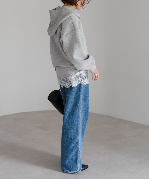 Bonjour Sagan（ボンジュールサガン）の「ダンボールジップパーカー（パーカー・レディース・ライトベージュ/ライトグレー・FREE）」の4枚目の写真