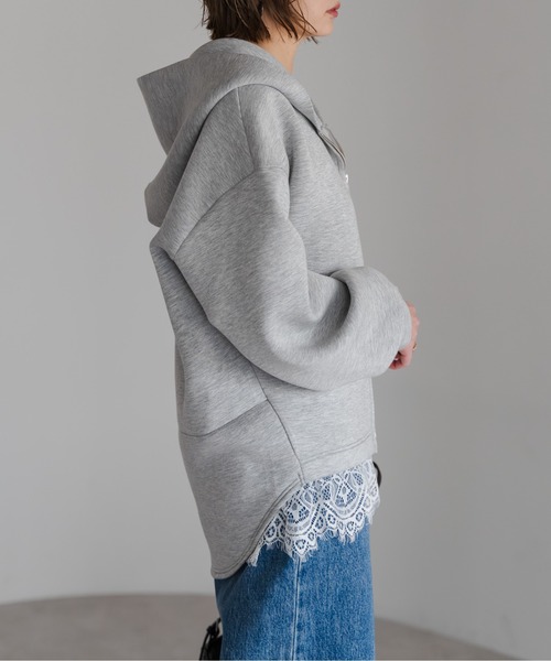 Bonjour Sagan（ボンジュールサガン）の「ダンボールジップパーカー（パーカー・レディース・ライトベージュ/ライトグレー・FREE）」の5枚目の写真