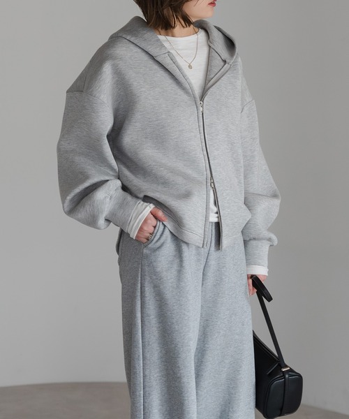 Bonjour Sagan（ボンジュールサガン）の「ダンボールジップパーカー（パーカー・レディース・ライトベージュ/ライトグレー・FREE）」の7枚目の写真