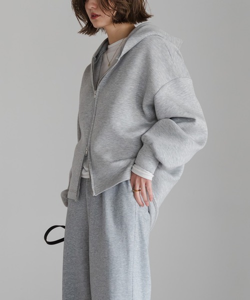 Bonjour Sagan（ボンジュールサガン）の「ダンボールジップパーカー（パーカー・レディース・ライトベージュ/ライトグレー・FREE）」の10枚目の写真