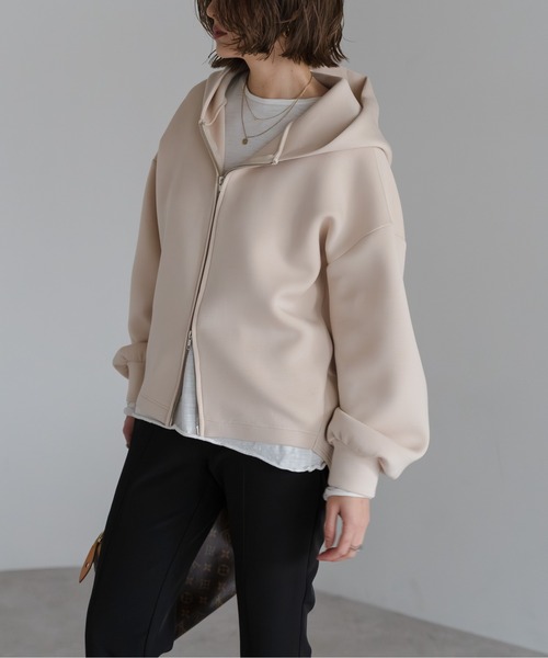 Bonjour Sagan（ボンジュールサガン）の「ダンボールジップパーカー（パーカー・レディース・ライトベージュ/ライトグレー・FREE）」の14枚目の写真