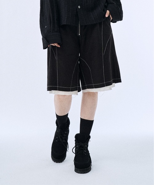 PHILTHEORY(フィルセオリー)の「Layered shorts pants / レイヤードショーツパンツ(その他パンツ・メンズ・グレイッシュベージュ/ブラック・3/2/1)」の7枚目の写真