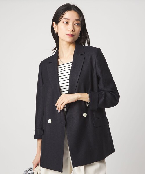 green label relaxing（グリーンレーベルリラクシング）の「［size SHORTあり］リネンライク 2B ジャケット（テーラードジャケット・レディース・ナチュラル/ブラウン/ネイビー・SHORT/36/38/40）」の3枚目の写真
