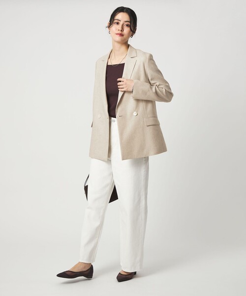 green label relaxing（グリーンレーベルリラクシング）の「［size SHORTあり］リネンライク 2B ジャケット（テーラードジャケット・レディース・ナチュラル/ブラウン/ネイビー・SHORT/36/38/40）」の18枚目の写真
