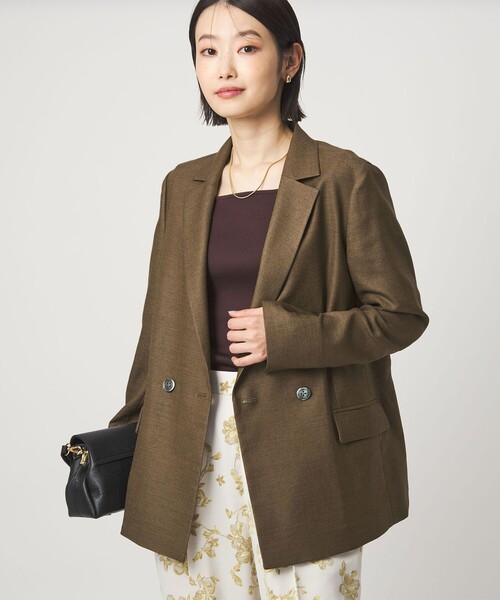 green label relaxing（グリーンレーベルリラクシング）の「［size SHORTあり］リネンライク 2B ジャケット（テーラードジャケット・レディース・ナチュラル/ブラウン/ネイビー・SHORT/36/38/40）」の16枚目の写真